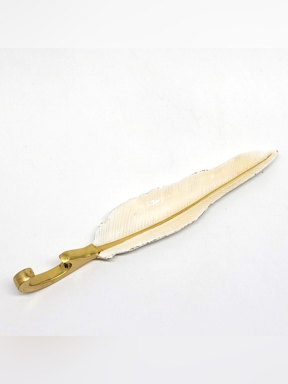 Anthropologie | Gold and White Feather Pendant Charm